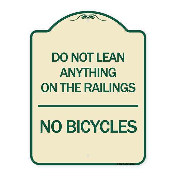 Signmission Do Not Lean Anything on Railings No Bicycles Heavy-Gauge Aluminum Sign, 24" x 18", TG-1824-24631 A-DES-TG-1824-24631 - main